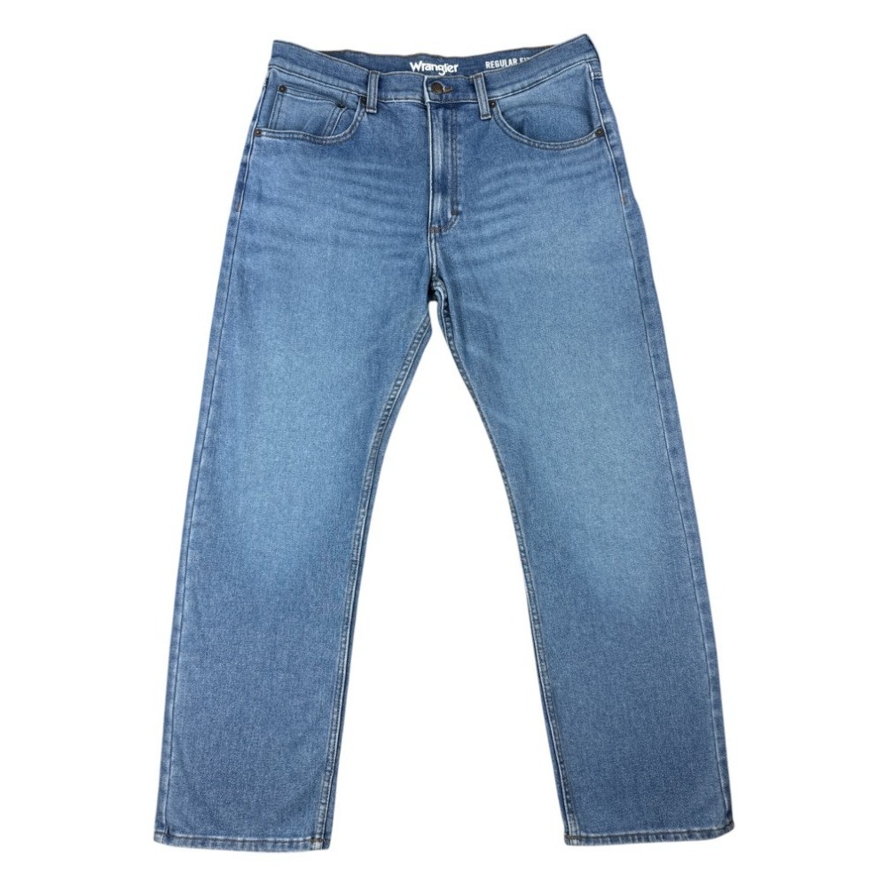 Wrangler Regular Fit Straight Leg Jeans Men's Size 34x30 Blue Denim Stretch